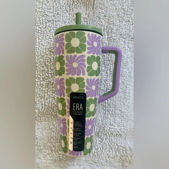 BRUMATE 40oz. Era 100% Leakproof Straw Tumbler in Purple & Green Pattern NWT - Picture 2 of 7